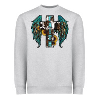 Heather Grey western wings cross Heavyweight Sweatshirt - RanaPortraitStore