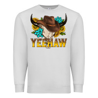 Dove Grey yeehaw bull skull Premium Sweatshirt - NancyCooperArtShop