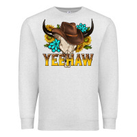 Oatmeal Heather yeehaw bull skull Premium Sweatshirt - NancyCooperArtShop