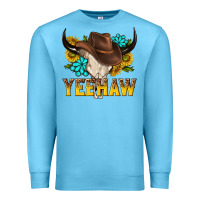 Ocean Blue yeehaw bull skull Premium Sweatshirt - NancyCooperArtShop