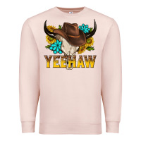 Pale Pink yeehaw bull skull Premium Sweatshirt - NancyCooperArtShop