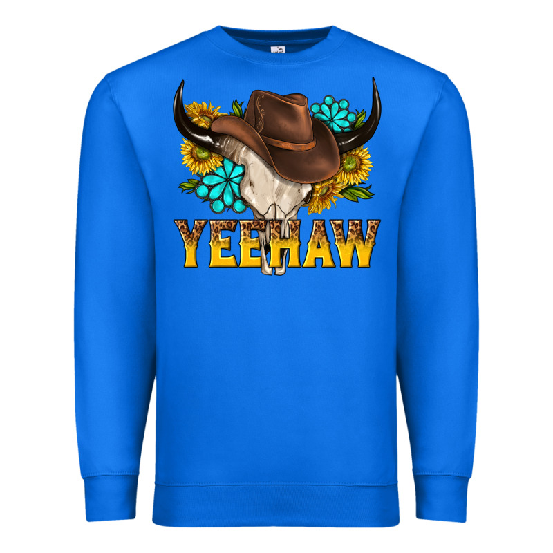 Yeehaw Bull Skull Premium Sweatshirt by NancyCooperArtShop | Teevron