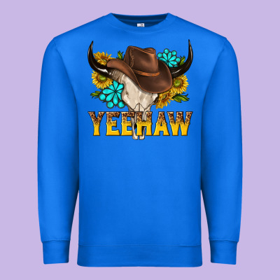 Yeehaw Bull Skull Premium Sweatshirt Designed By Nancycooperartshop