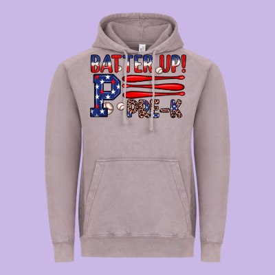Batter Up Pre K Vintage Hoodie Designed By Jahusdesignshop