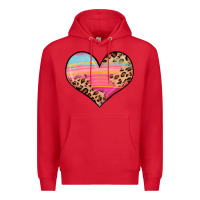 Red valentine s day colorful heart Premium Hoodie - LillyAllenDesigns