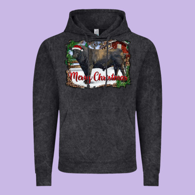 Merry Christmas Black Angus Bull And Farm Vintage Hoodie Designed By Ranaportraitstore