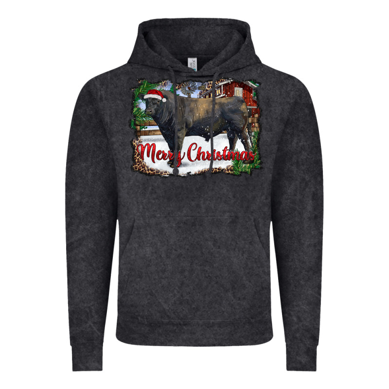 Merry Christmas Black Angus Bull And Farm Vintage Hoodie by RanaPortraitStore | Teevron