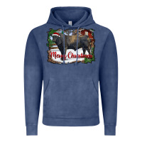Vintage Denim merry christmas black angus bull and farm Vintage Hoodie - RanaPortraitStore