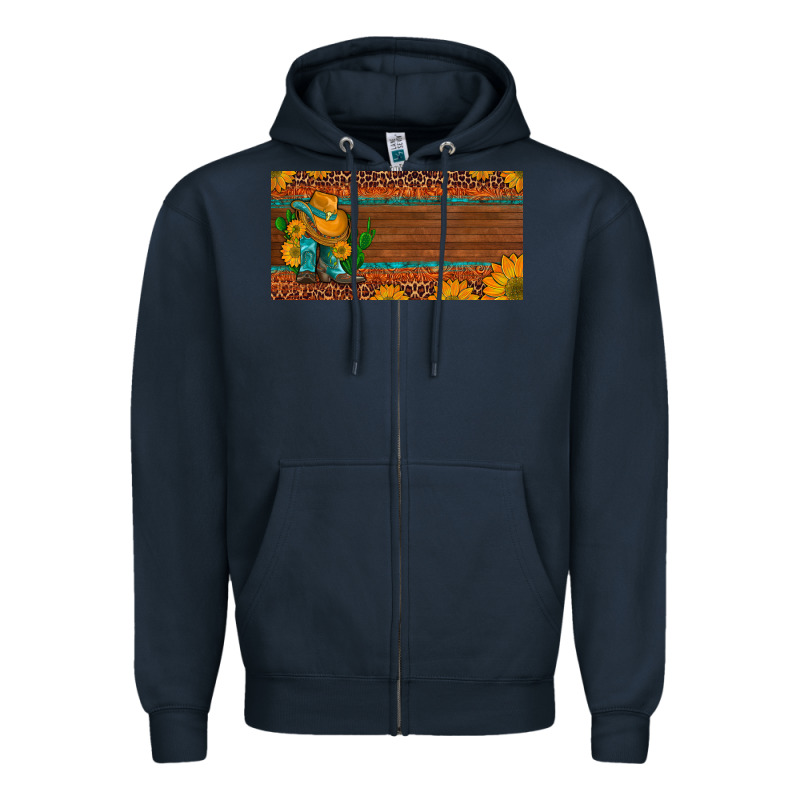 Custom Cowboy Boots Sunflowers And Cactus License Plate Zipper Hoodie by Artiststas | Teevron