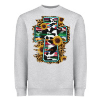 Heather Grey western cross Heavyweight Sweatshirt - RanaPortraitStore