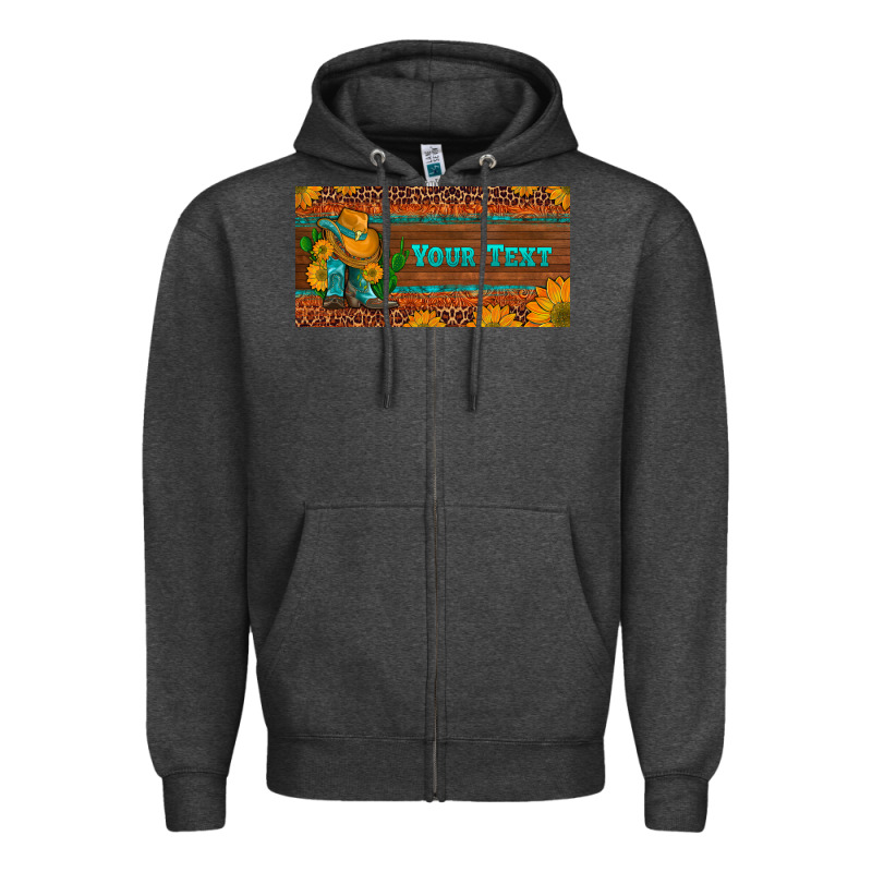 Preview Custom Cowboy Boots Sunflowers And Cactus License Plate Zipper Hoodie by Artiststas | Teevron