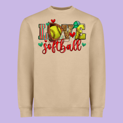 Love Softball Heavyweight Sweatshirt Designed By Zillion Design Studio