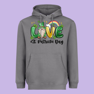 Love St. Patricks Day Gnome Heavyweight Hoodie Designed By Maliassmallbusiness
