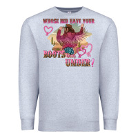 Heather Grey whose bed have youre boots been under Premium Sweatshirt - NancyCooperArtShop