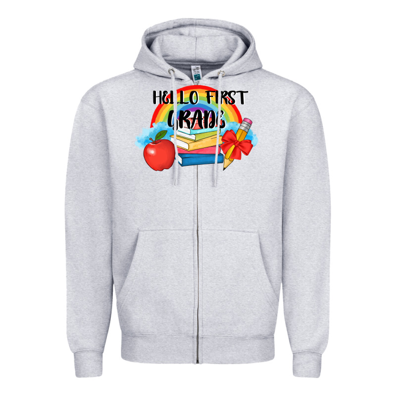 Back To School Hello First Grade 3200x2400 Zipper Hoodie by AdoDesignShop | Teevron