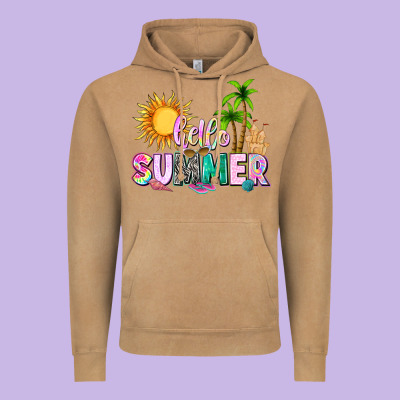 Hello Summer With Sun Vintage Hoodie Designed By Texasbilliewilder