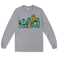 Heather Grey faith with cross ado Long Sleeve Tee - AdoDesignShop