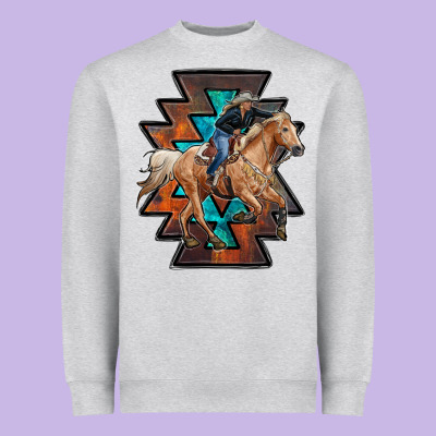 Cowgirl With Aztec Heavyweight Sweatshirt Designed By Ranaportraitstore