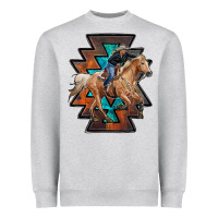 Heather Grey cowgirl with aztec Heavyweight Sweatshirt - RanaPortraitStore