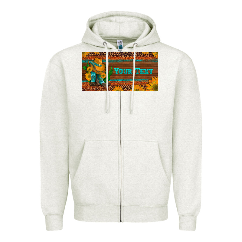 (preview)custom Cowboy Boots Sunflowers And Cactus License Plate Zipper Hoodie by Artiststas | Teevron