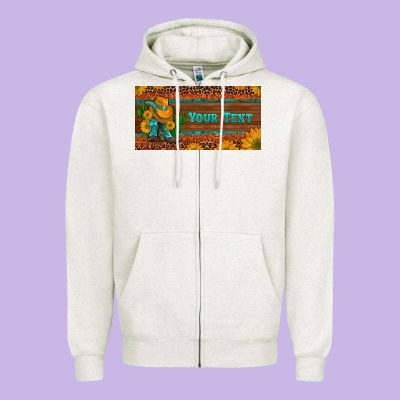 (preview)custom Cowboy Boots Sunflowers And Cactus License Plate Zipper Hoodie Designed By Artiststas