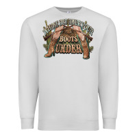 Dove Grey whose bed have your boots under cowboy western Premium Sweatshirt - NancyCooperArtShop