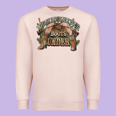Whose Bed Have Your Boots Under Cowboy Western Premium Sweatshirt Designed By Nancycooperartshop