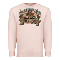 Pale Pink whose bed have your boots under cowboy western Premium Sweatshirt - NancyCooperArtShop