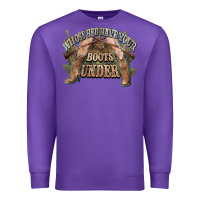 Purple whose bed have your boots under cowboy western Premium Sweatshirt - NancyCooperArtShop