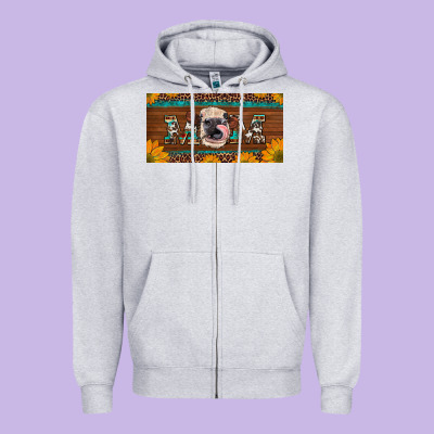 Western Heifer Mom With Sunflowers And Turquoise License Plate Zipper Hoodie Designed By Artiststas