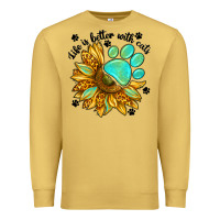 Antique Gold life is better with cats Premium Sweatshirt - NancyCooperArtShop