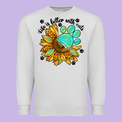 Life Is Better With Cats Premium Sweatshirt Designed By Nancycooperartshop