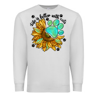 Dove Grey life is better with cats Premium Sweatshirt - NancyCooperArtShop