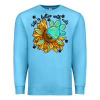 Ocean Blue life is better with cats Premium Sweatshirt - NancyCooperArtShop