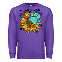 Purple life is better with cats Premium Sweatshirt - NancyCooperArtShop