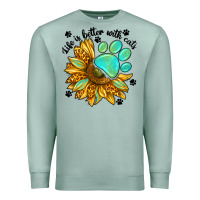 Seafoam life is better with cats Premium Sweatshirt - NancyCooperArtShop