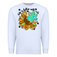 White life is better with cats Premium Sweatshirt - NancyCooperArtShop