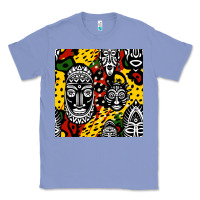 Colony Blue african masks colorful seamless pattern Classic Tee - BundleAndBundleShop