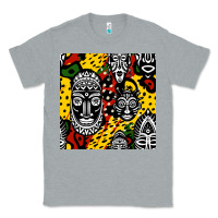 Heather Grey african masks colorful seamless pattern Classic Tee - BundleAndBundleShop