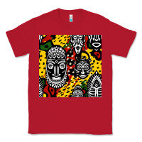 Red african masks colorful seamless pattern Classic Tee - BundleAndBundleShop