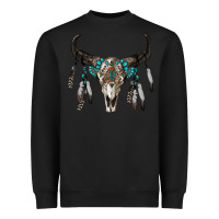 Black boho bull skull Heavyweight Sweatshirt - RanaPortraitStore