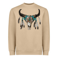 Mushroom boho bull skull Heavyweight Sweatshirt - RanaPortraitStore