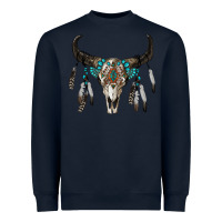 Navy boho bull skull Heavyweight Sweatshirt - RanaPortraitStore