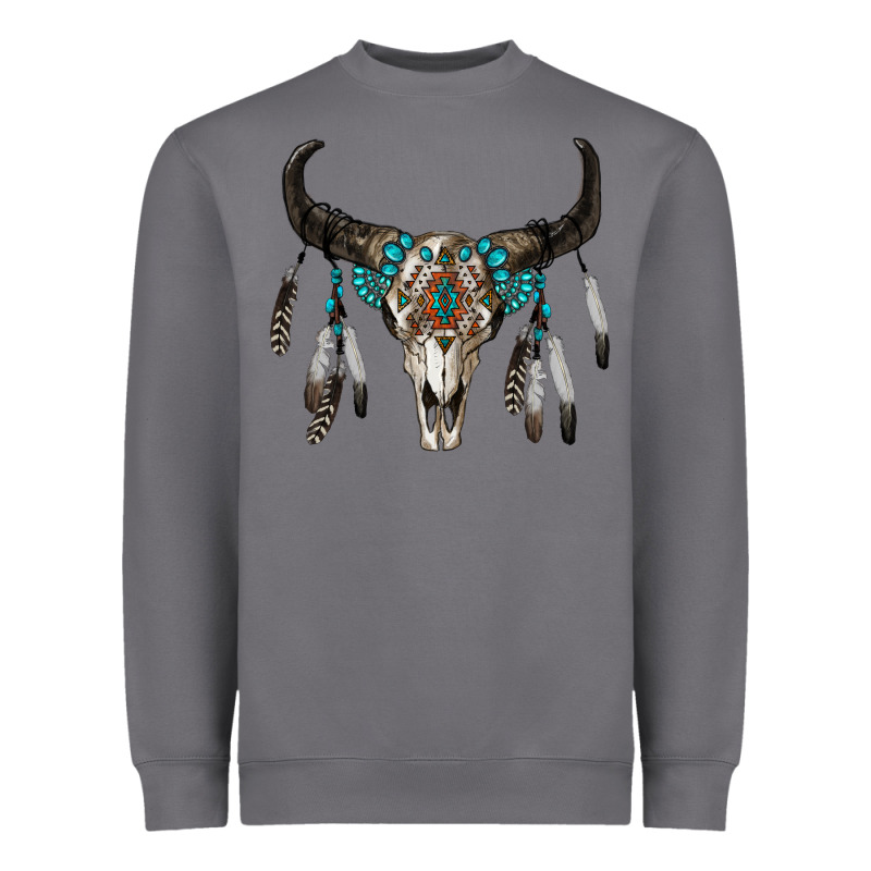 Boho Bull Skull Heavyweight Sweatshirt by RanaPortraitStore | Teevron