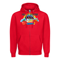 Red back to school hello second grade 3200x2400 Zipper Hoodie - AdoDesignShop