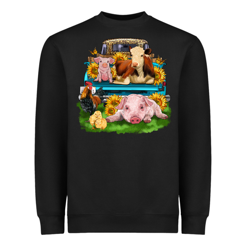 Farm Truck Animals Heavyweight Sweatshirt by Zillion Design Studio | Teevron