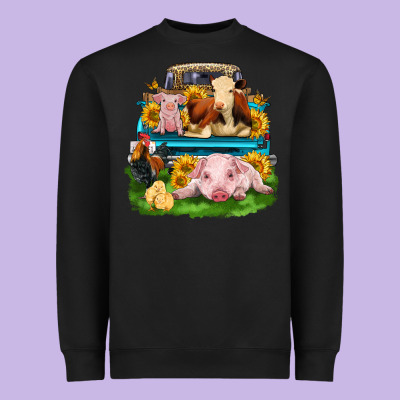Farm Truck Animals Heavyweight Sweatshirt Designed By Zillion Design Studio