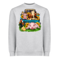 Heather Grey farm truck animals Heavyweight Sweatshirt - Zillion Design Studio
