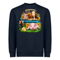 Navy farm truck animals Heavyweight Sweatshirt - Zillion Design Studio