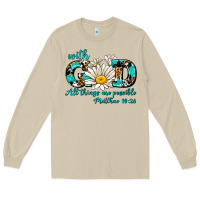 Mushroom with god all things are possible daisy Long Sleeve Tee - AdoDesignShop